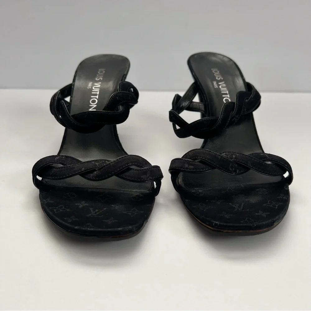 Louis Vitton LV Monogram Double Strap Heels - Picture 2 of 10